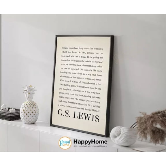 Kna Prints - C.S. Lewis Quote Wall Art Imagine Yourself As A Living House Literary Print - Kir 997, UNFRAMED-8x12