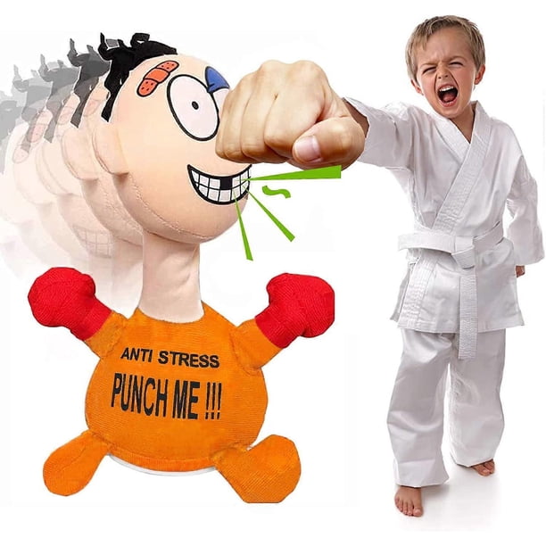Stress Relief Toys Motorized Anti-Stress Punch Me Plush Doll, Desktop Boxing Bag Anger Management Toys Funny Gift for Kids Adults (Green)