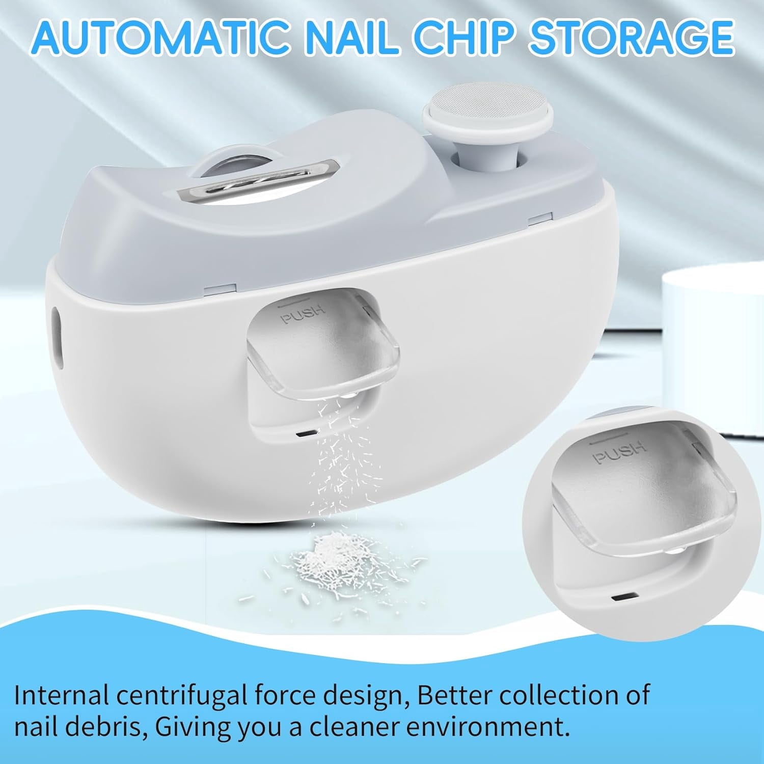 Electric Nail Clipper Upgrade 3 in 1-with Polishing,LED Lights,Nail Chip Storage Electric Nail Trimmer,with USB Charging, 2 Speed Levels for Babies, Seniors and Adults (White)