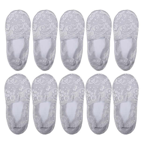5 pares De Calcetines Invisibles De encaje Unique Bargains color Gris claro