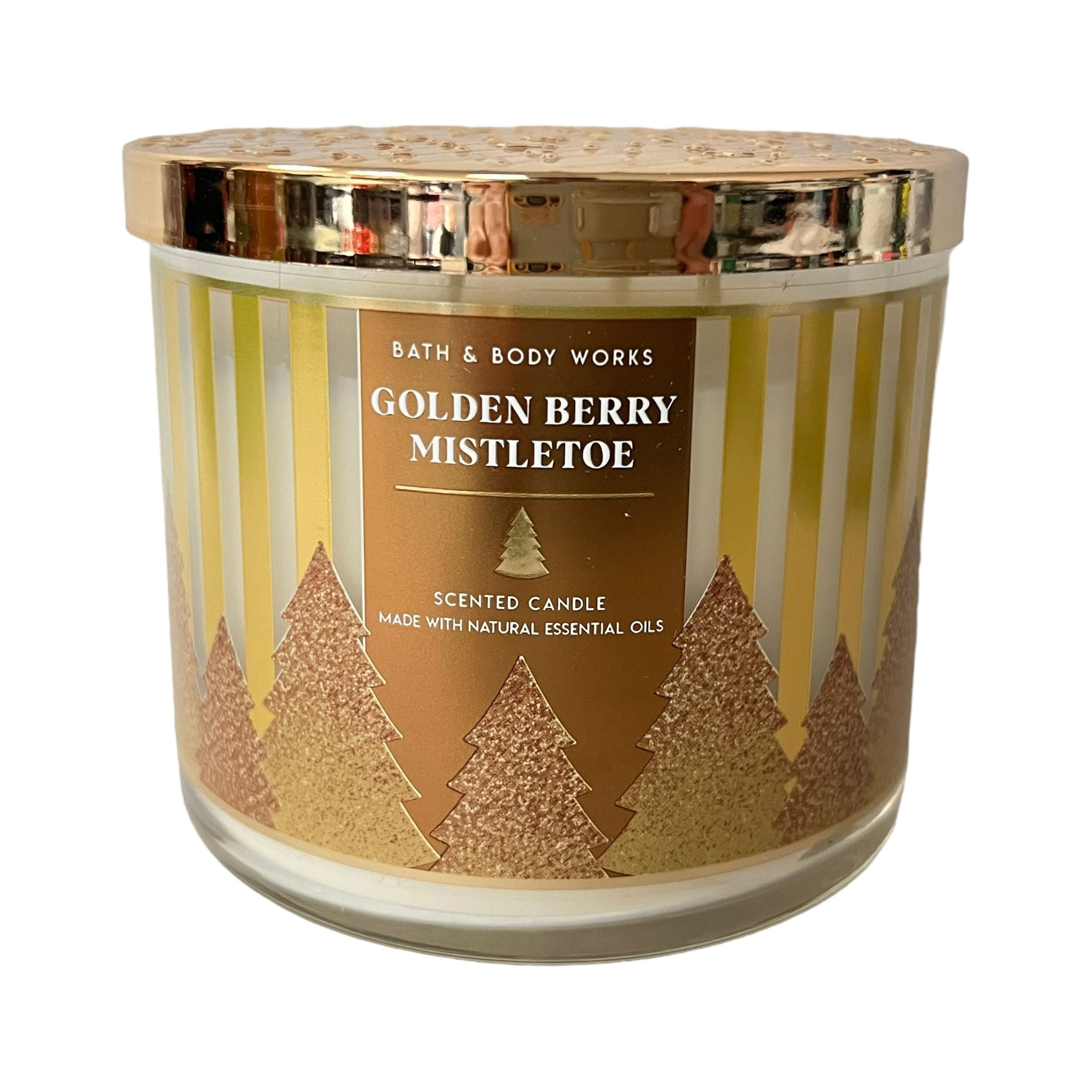 Bath & Body Works Goldenberry Mistletoe Scented 3 Wick Candle 14.5 oz