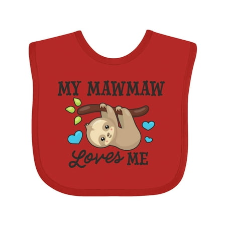 

Inktastic My Mawmaw Loves Me with Sloth and Hearts Gift Baby Boy or Baby Girl Bib