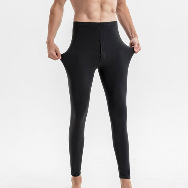 Leodye Men's thermal Compression Pants Fleece Lined Sports Tights Cold Weather Baselayer Winter Gear Black XXXXL