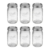 Ball Mason Glass Jar Wide Mouth with Lid and Band Quart 32 oz, 6-Pack