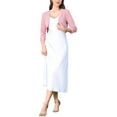 thumbnail image 2 of INSPIRE CHIC 3/4 Sleeve Shrugs for Women Cropped Bolero Shrug Open Front Cardigan Sweaters Party Clubwear XS Pink, 2 of 6