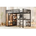 thumbnail image 3 of Harper & Bright Designs Queen Size Metal Loft Bed with Built-in Wardrobe and Desk, Heavy-duty Loft Bed Frame with Storage Shelves, Wood, 3 of 6