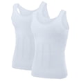 thumbnail image 1 of TOPTIE Men's Slimming Body Shaper Compression Shirt, Shapewear Sculpting Vest Muscle Tank-2 Pack White-L, 1 of 6