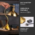thumbnail image 2 of Bankers - Cordless LED Table Lamp, Battery-Operated, Rechargeable, 3-Level Dimming, Universal USB-C Charging, 180° Swivel Head, Luxury Metal Shade, Antique Brass, 2 of 6