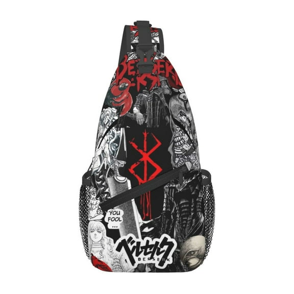Anime Berserk Sling Backpack Crossbody Shoulder Bags for Men Women Small Daypacks Chest Bag Hiking Travel Sport Climbing Runners