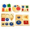 thumbnail image 2 of Montessori Wood Knob Puzzle Peg Board Geometric Shape Match Baby Educational Toy, 2 of 10