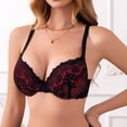 thumbnail image 6 of Hrsba Balconette Bra,Solid Color Lace Back Hook Closure Underwire Push Up Lifting Breathable Daily Wear Bra for Women, 6 of 7