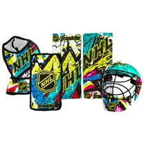 Franklin Sports NHL Youth Knee Hockey Goalie Pads   Helmet Set - Kids Knee   Mini Hockey Goalie Gear   Equipment - (2)  Leg Pads, Catch Glove, Blocker   Mask Included - Graffiti