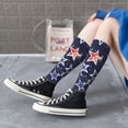 thumbnail image 5 of Xecao Watercolor Stars print thigh-high socks, crafted for both men and women with a stretchy, high-opaque design perfect for daily wear, 5 of 6
