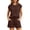 Coffee#9527, variant on Womens 2 Peice Pajamas Set Solid Short Sleeve Waffle Pjs Tops Shorts Sleepwear Outfits for Women Lightweight Homewear Loungewear