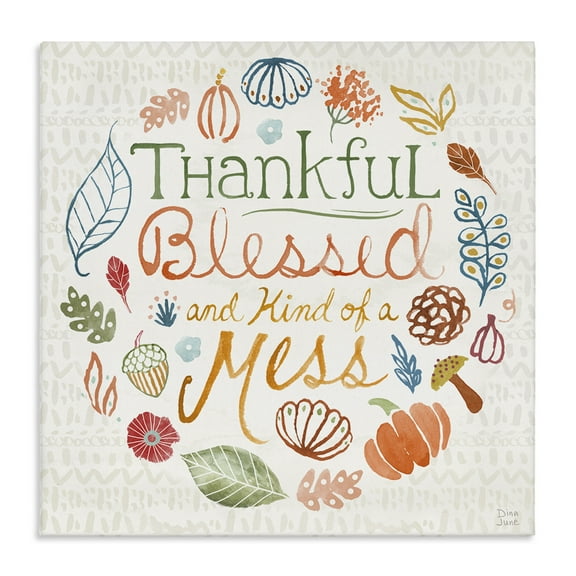 Stupell Industries Kind Of A Mess Autumnal Holiday Painting Gallery Wrapped Canvas Art Prints Wall Art, 17 x 17