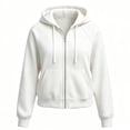 thumbnail image 4 of Drawstring Zip Up Hoodies for Women Fashion Solid Color Long Sleeve Hooded Pocket Zipper Drawstring Pocket Sweatshirts Jackets Fall Winter Track Jackets with Pockets, 4 of 5