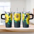 thumbnail image 2 of Sunflower 20oz Stainless Steel Tumbler with Handle and Straw – Insulated Travel Cup with Sliding Lid, 360° Full Wrap Printed Mug for Home, Outdoor & Sports Use, Foral, 2 of 6