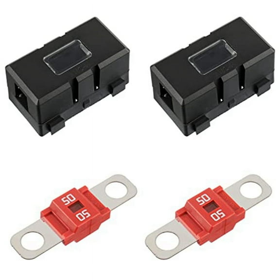 2 X -H Car Fuse Holder and 2 X High Current Bolt on Midi Fuses 50A Amp for , Trucks, Vehicles 50A