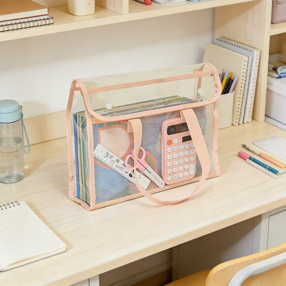 Loespoir Thickened PVC Clear Tote Bag For Tutoring, Double Layer Large Capacity Waterproof Book Bag, For Students And Exams, School Supplies, Sturdy