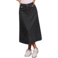thumbnail image 1 of Faldas de mezclilla para mujer Inspire Chic, de cintura alta, en línea A, faldas de jean casuales con bolsillos, negras, talla XS, 1 of 6