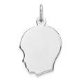 thumbnail image 1 of Sterling Silver Rh-Plt Engraveable Boy Disc Charm Polish On Front/Back (22 X 14) Made In United States qm354/27p, 1 of 2