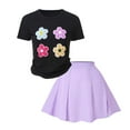 thumbnail image 3 of Gbsyewxs Girls Outfits 2 Piece Short Sleeve Crew Neck Floral Print Tops With Skirts Set Casual Summer Girls Clothes Set Black Size 9-10 Years, 3 of 9