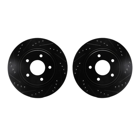 Dynamic Friction Company Front Brake Rotors-Drilled and Slotted-Black 8002-45010
