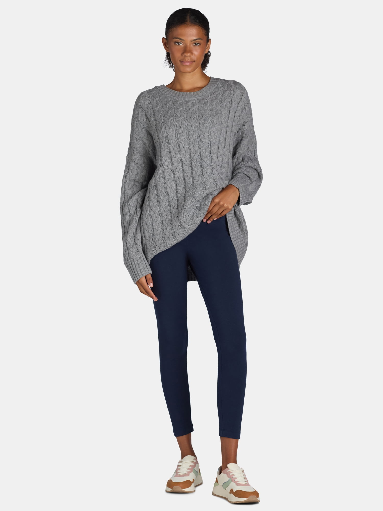 Time and Tru Women's High-Rise Ankle Knit Leggings, Available in 1, 2, and 3-Packs, 27" Inseam, Sizes S-XXXL