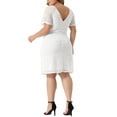 thumbnail image 4 of DARING DIVA Plus Size Floral Bateau V Neck Short Sleeves Lace Dress 4X White, 4 of 6