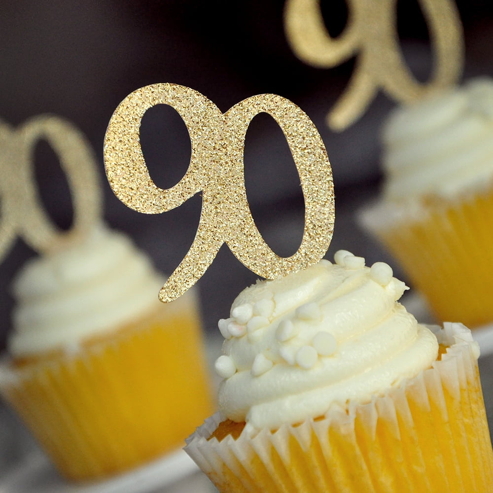 90th Birthday Party Supplies. &quot;90&quot; Cupcake Toppers 12CT