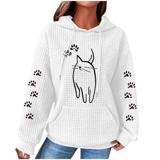 LOVZFMLL Essentials Hoodie Imprimé Graphique avec Poche Manches Longues Automne 2025 Mode pour Femmes Chandail à Capuchon Confortable Mode Urbaine