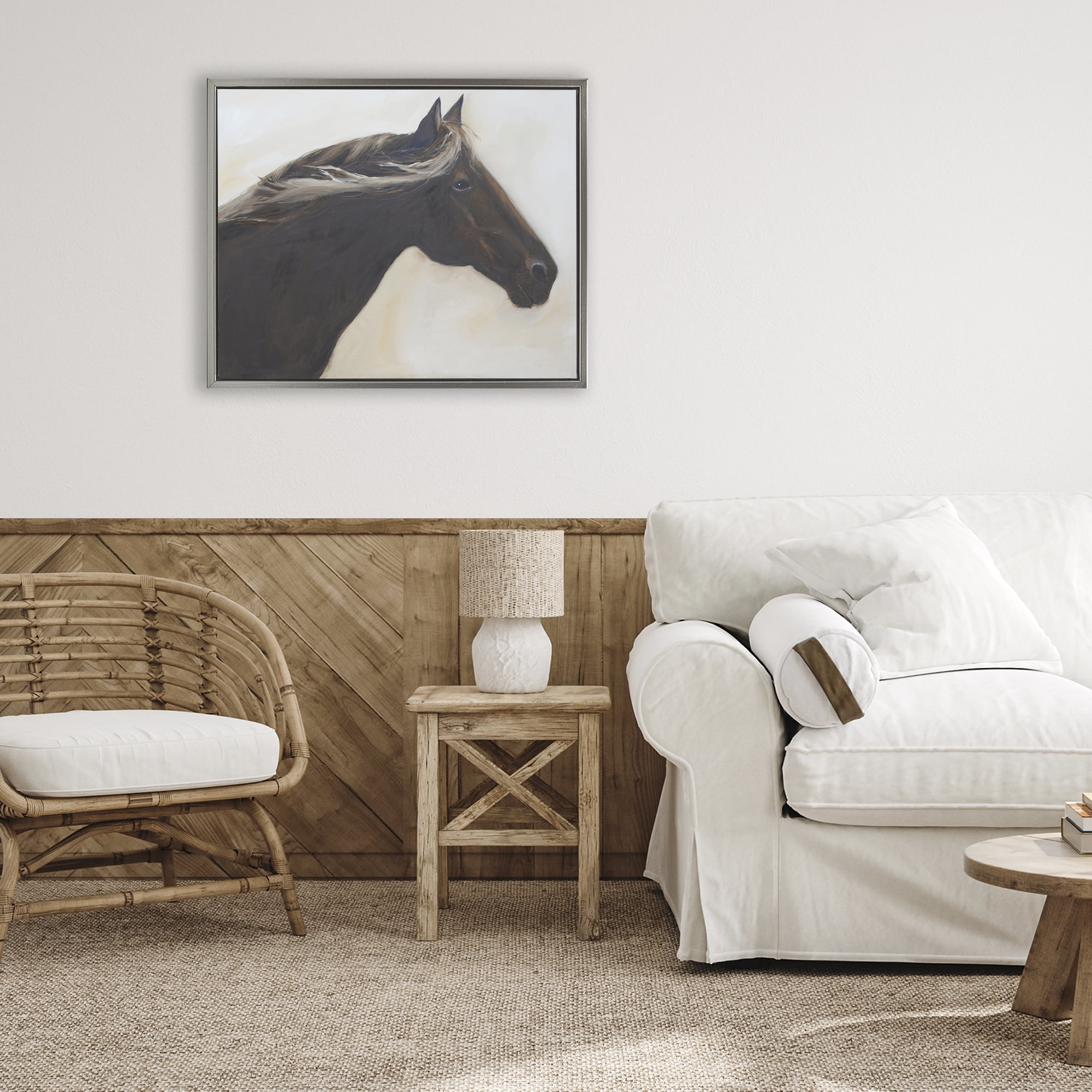 Stupell Industries The Mare In Profile Gray Framed Floater Canvas Wall Art, design by Jadei Graphics