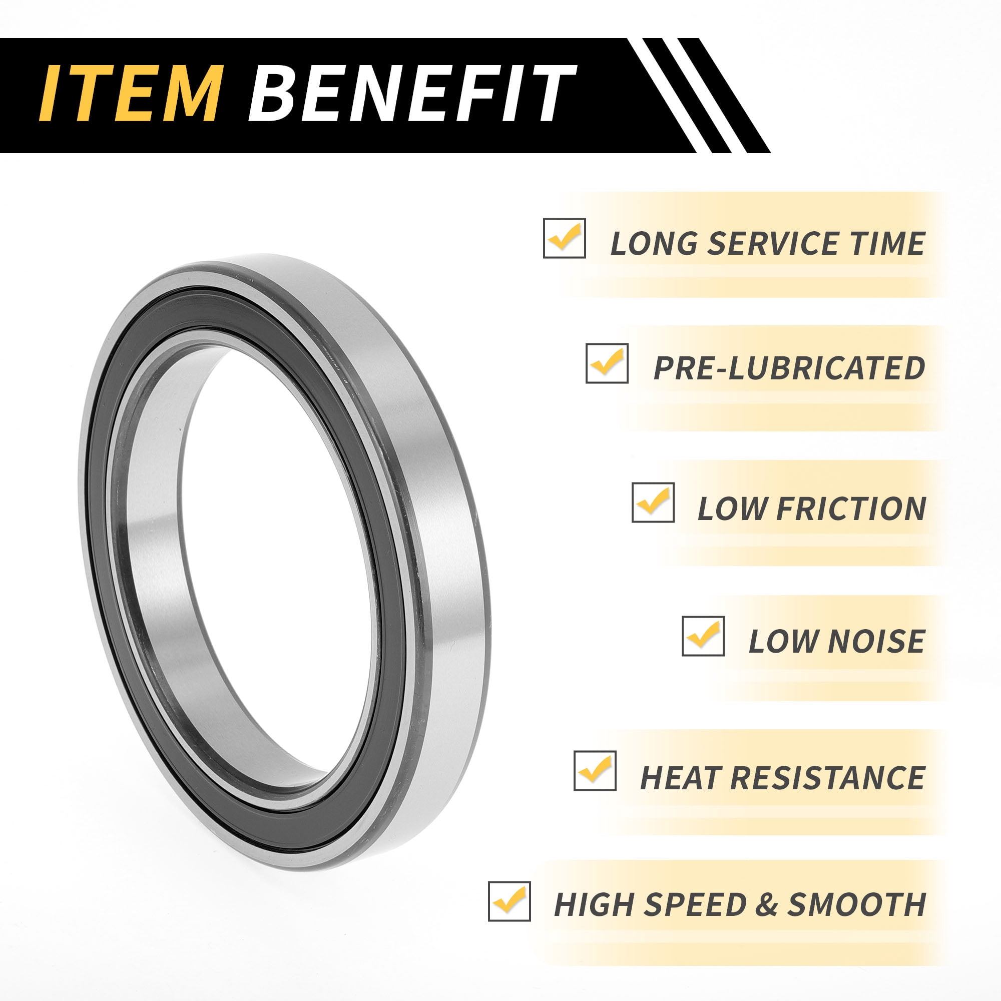 Unique Bargains 6918VV Deep Groove Ball Bearings 90x125x18mm P5 Double Rubber Seal Lubricated Bearings 1 Pc Car Scooter Skateboard Wheel Universal Black Silver Tone