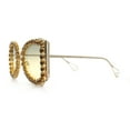thumbnail image 6 of Womens Large Rhinestone Show Light Rim Trim Metal Rim Butterfly Sunglasses Gold - Black Yellow, 6 of 8