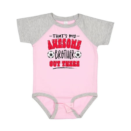 

Inktastic That s My Awesome Brother out There with Soccer Balls Gift Baby Boy or Baby Girl Bodysuit
