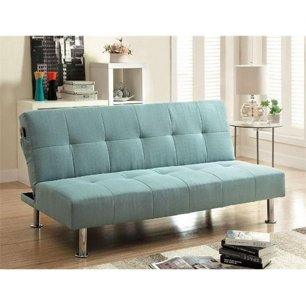 Furniture Of America Idf 2679bl Dewey Blue Flax Fabric Futon Sofa Bed Walmart Com Walmart Com