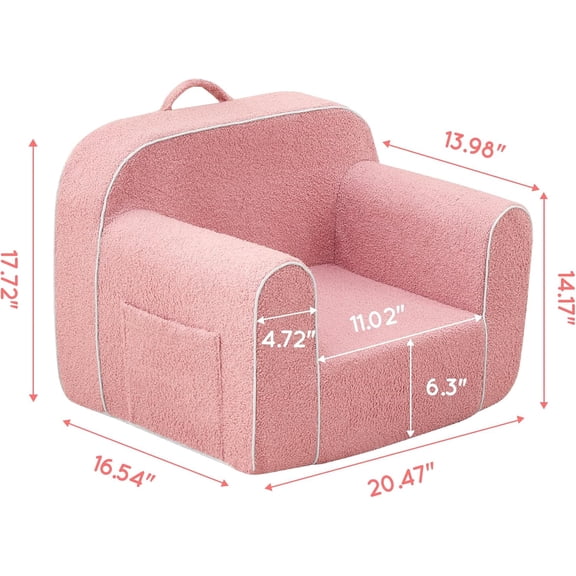 Ultra-Soft Foam Kids Sofa Chair, Cozy Toddler Bean Bag Chair with Armrests for Boys and Girls, Teddy Lazy Sofa Couch for Reading & Playing, Pink, Small