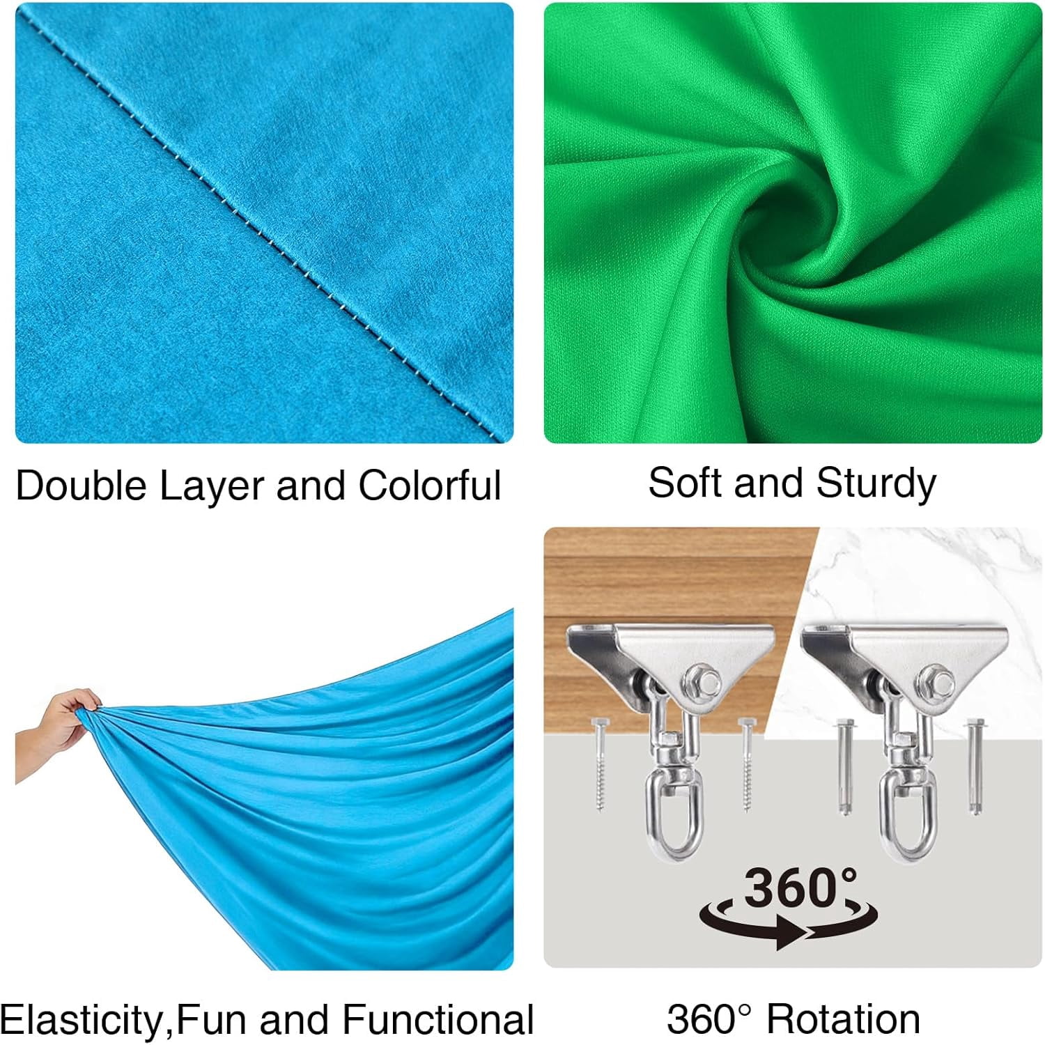 Sensory Swing for Kids Indoor Outdoor, Calming Cocoon Therapy Swing, Holds 300lbs, Hug-Like Sensory Hammock with 360° Swivel Hardware