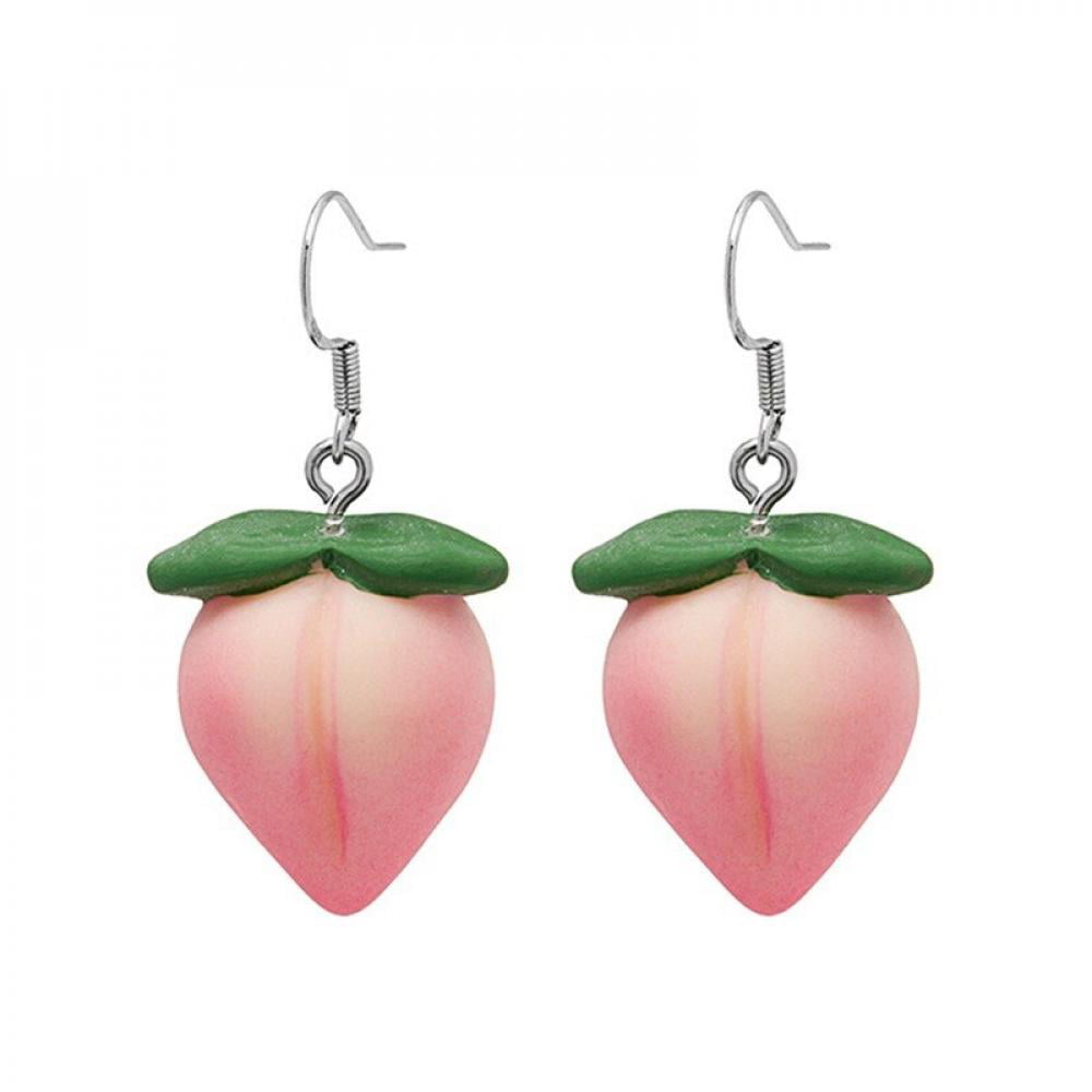 Fashion Fruit-Series Statement Dangle Ear Stud Earrings Woman Jewelry Peach
