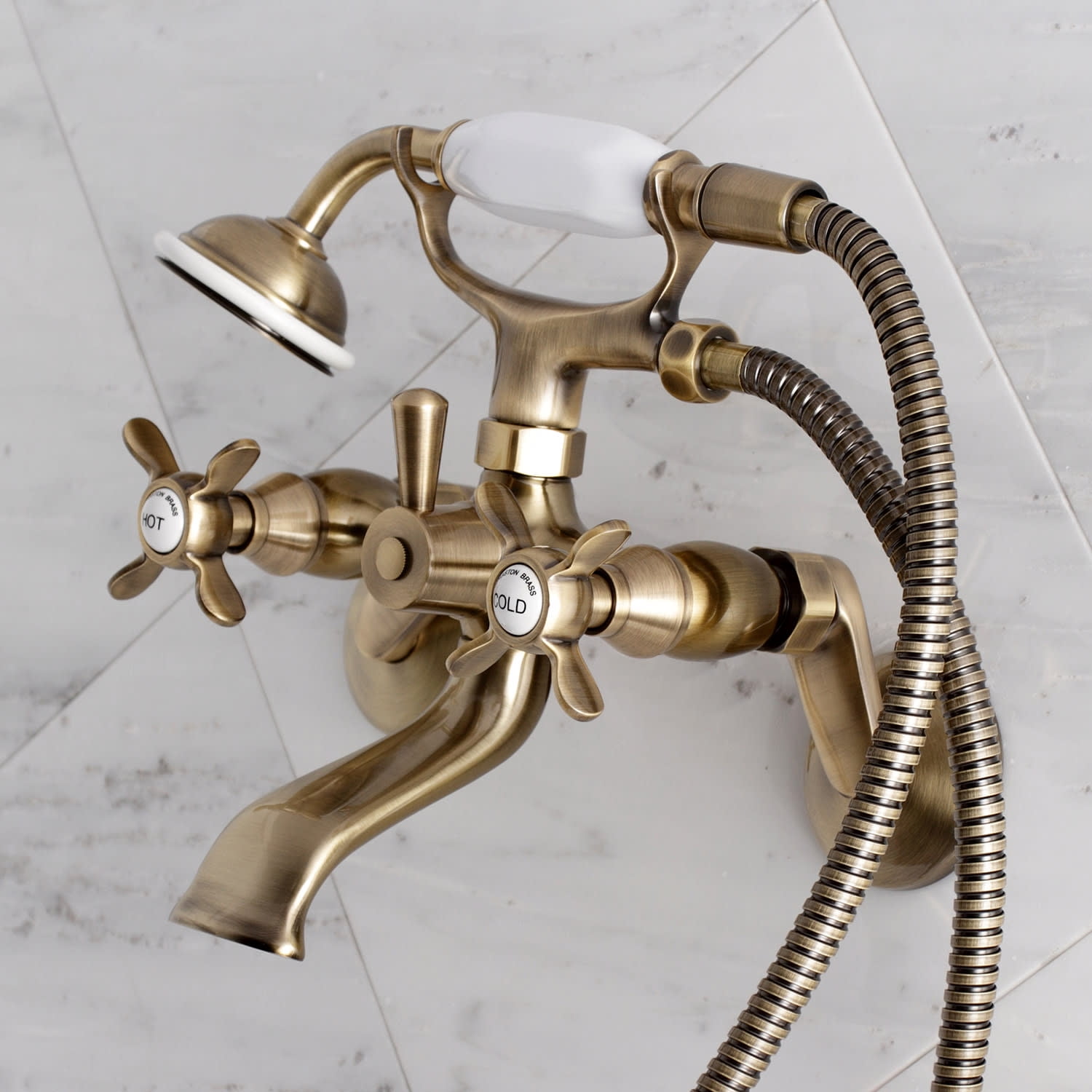 Kingston Brass KS286C Essex Wall Mount Clawfoot Tub Faucet with Hand Shower, Polished Chrome