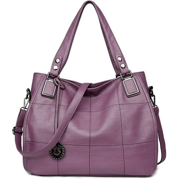 Women's Leather Handbag Fashion Shoulder Bag Multi-pocket Satchel Tote Purse Hobo Bag with Pendant