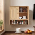 thumbnail image 4 of Wirrytor Modern Fluted Medicine Cabinet Storage, Wooden Bathroom Wall Cabinet with Hanging Rod Adjustable Shelf, Natural Oak, 4 of 10