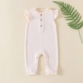 thumbnail image 5 of Sleeveless Solid Romper for Toddler Baby Girl Boy Cotton Fly Sleeve Jumpsuit, 5 of 6