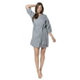 thumbnail image 3 of Turquaz Linen Waffle Kimono Gray Short Robe Square Pattern, 3 of 5