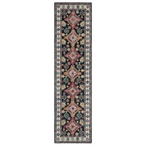 SAFAVIEH Aspen Ermintrude Geometric Wool Runner Rug, Charcoal/Blue, 2'3" x 11'