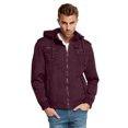 thumbnail image 1 of Maximos Men's Sherpa Lined Sahara Hooded Multi Pocket Bomber Jacket (Wine, XXX-Large), 1 of 12