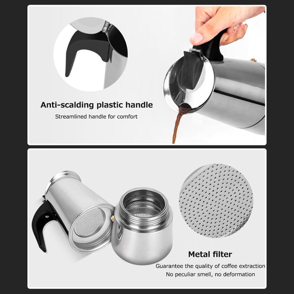 Cafetière Électrique, Cafetière Européenne Cafetière Portable Moka Cafetière Cuisinière Filtre à Espresso Cafetière Espresso Pot Filtre Pot Café Européen en Acier Inoxydable Cafetière Portable Moka Cuisinière Siuke