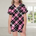 thumbnail image 2 of MIASHUI Girls Short-Sleeved Pajamas Two-Piece Plaid Pj Sets,Pink,12-13 Years, 2 of 4