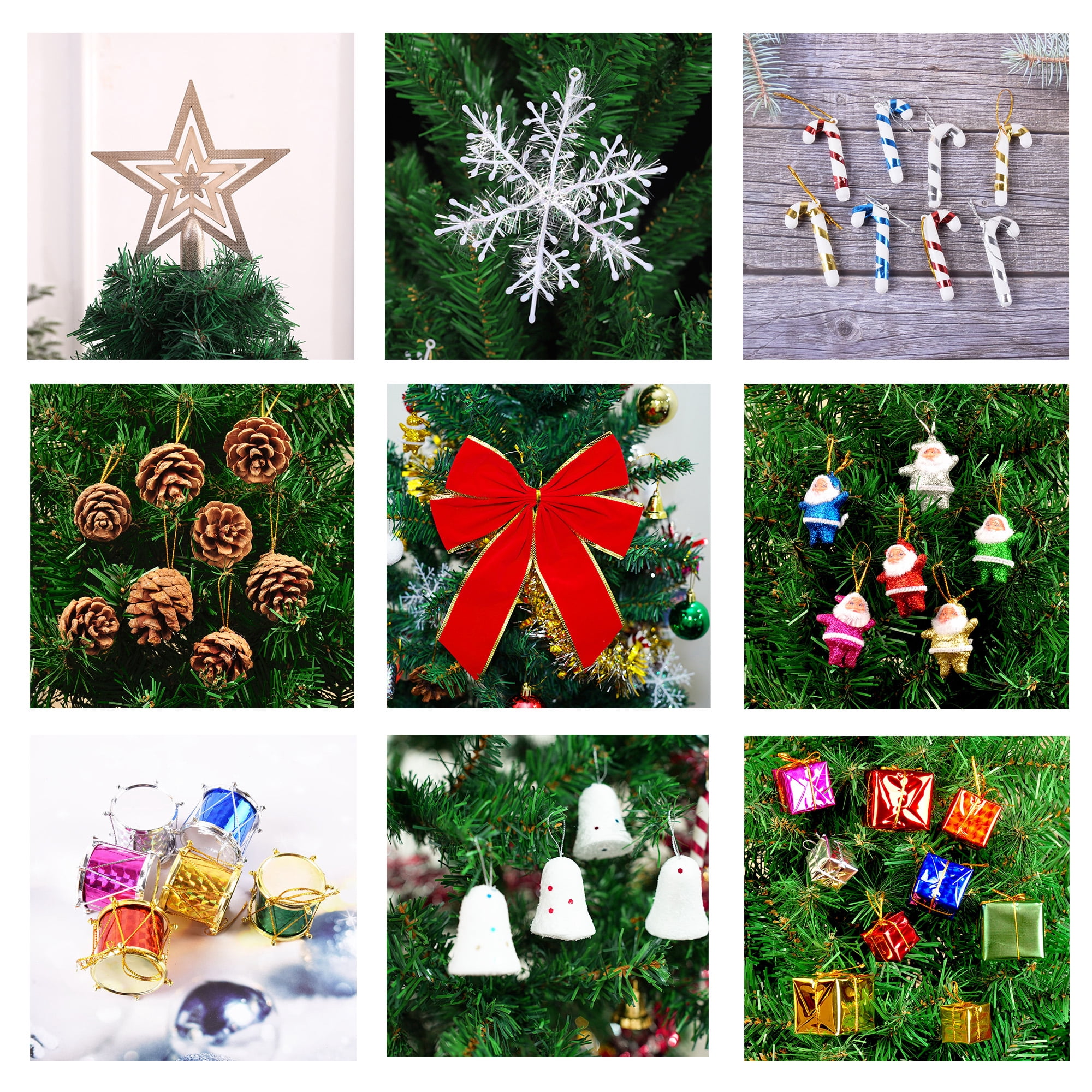 Astoutdoor 6 ft Artificial Christmas Tree with LED Lights, 195 Pendants, Tree Skirt and Guardrails, Indoor Use