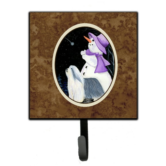 Carolines Treasures SS8947SH4 Snowman with Bearded Collie Leash Holder or Key Hook, Small, Multicolor